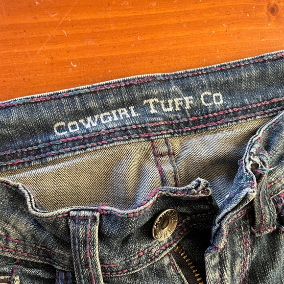 Cowgirl Tuff Boot Cut Jeans - Distressed Blue - Picture 3 of 9